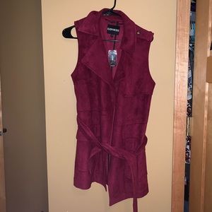 Express Maroon Velvet Vest